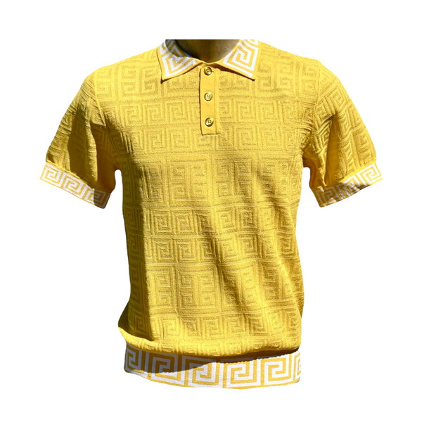 Prestige Greek Key Polo Luxury Knit (Yellow) 164