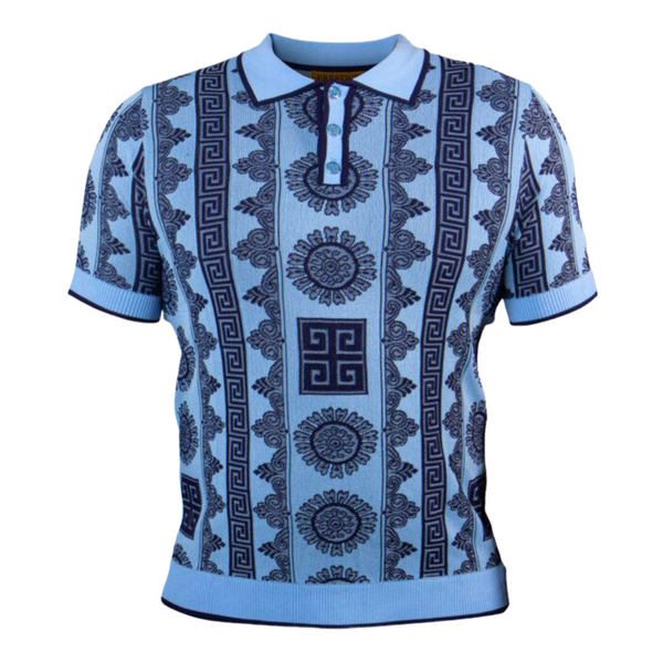 Prestige Luxury "Rome" Polo (Sky/Navy) 059