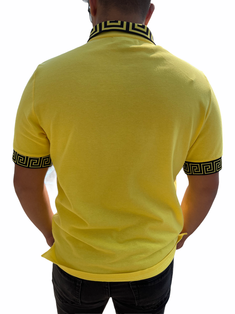 Slim Fit Prestige Greek Key Polo (090 Yellow)