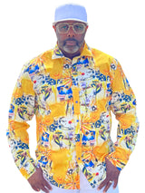 Cigar Couture "Sunset" Shirt (Gold/Navy) S4050