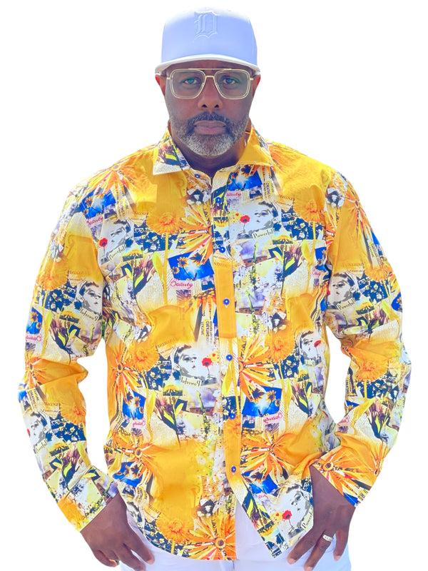 Cigar Couture "Sunset" Shirt (Gold/Navy) S4050