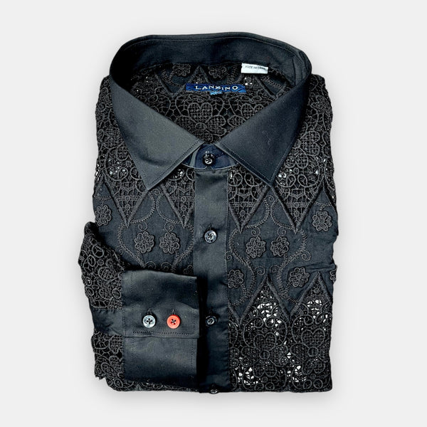 Lanzino "Stealth" Lace Shirt (Jet Black)