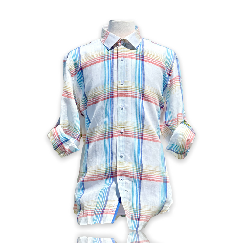 Inserch Linen Roll Up Shirt (56-White Multi)