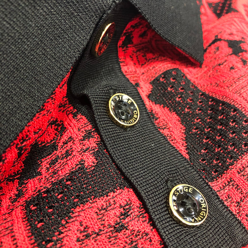 Prestige Luxury "Paisley" Polo (Black/Red) 047