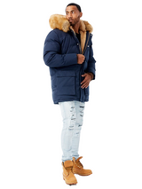 Jordan Craig Fur Lined Parka Coat (Navy)