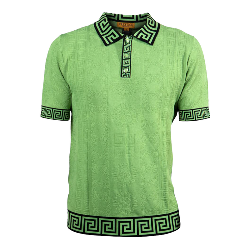 Prestige Greek Key Polo Luxury Knit (Pistachio) 177