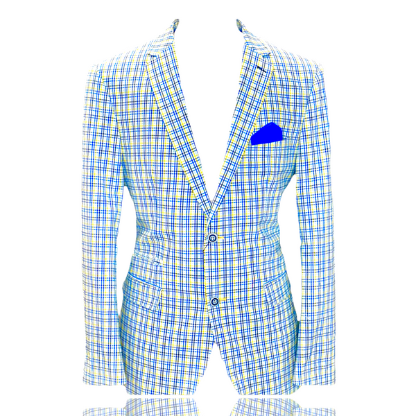 Inserch Seersucker "Porshay" Blazer (Blue/Yellow)