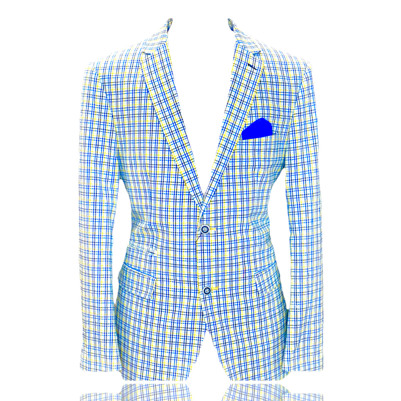 Inserch Seersucker "Porshay" Blazer (Blue/Yellow)