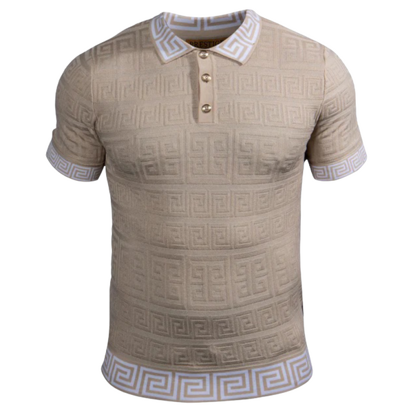 Prestige Greek Key Polo Luxury Knit (Oatmeal) 164