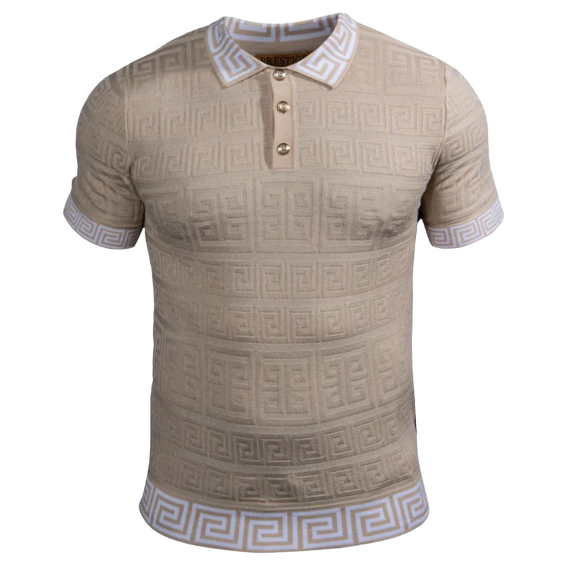 Prestige Greek Key Polo Luxury Knit (Oatmeal) 164