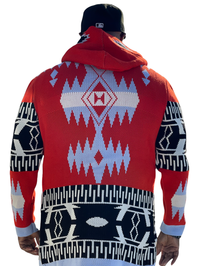 Tribal Cardigan Sweater 3/4 Length (Red/Black/Blue) OIM