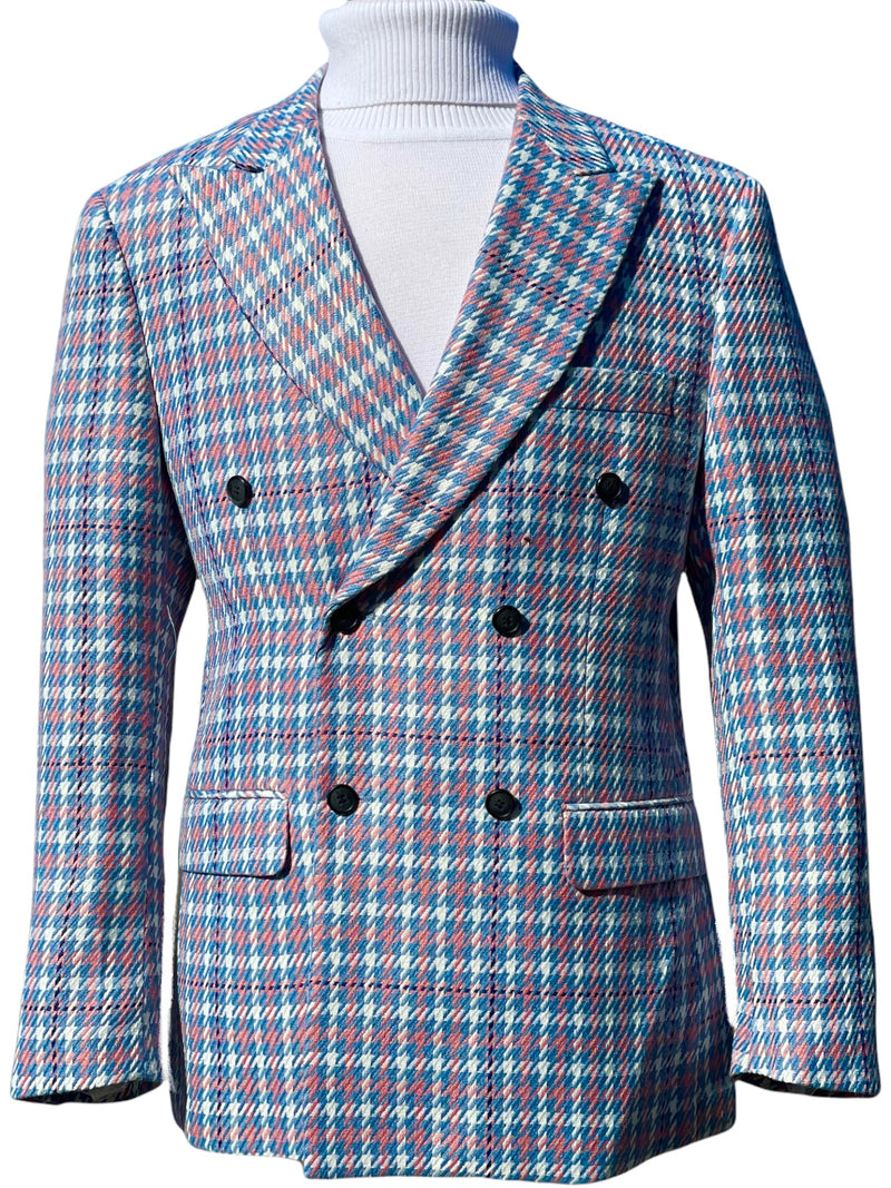 Lanzino Double Breasted Blazer (Blue/Pink/White)