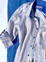 Inserch Linen Roll Up Shirt (66-Multi Stripe)