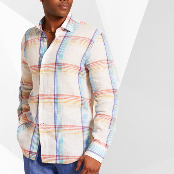 Inserch Linen Roll Up Shirt (56-White Multi)