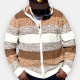 Prestige Full Zip "Uptown" Sweater (Cream/Tan/Brown) 420