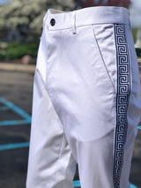 Prestige "Greek Key" Cotton Jean Pant (White/Black)