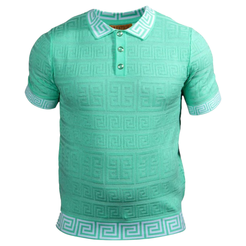 Prestige Greek Key Polo Luxury Knit (Mint) 164