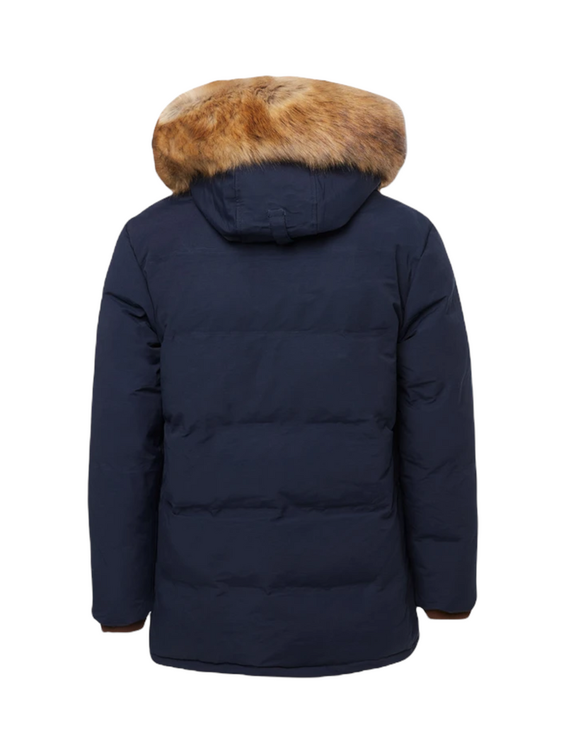 Jordan Craig Fur Lined Parka Coat (Navy)