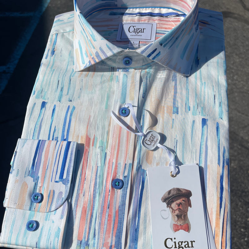 Cigar Couture "Sunset" Shirt (Aqua) M1268