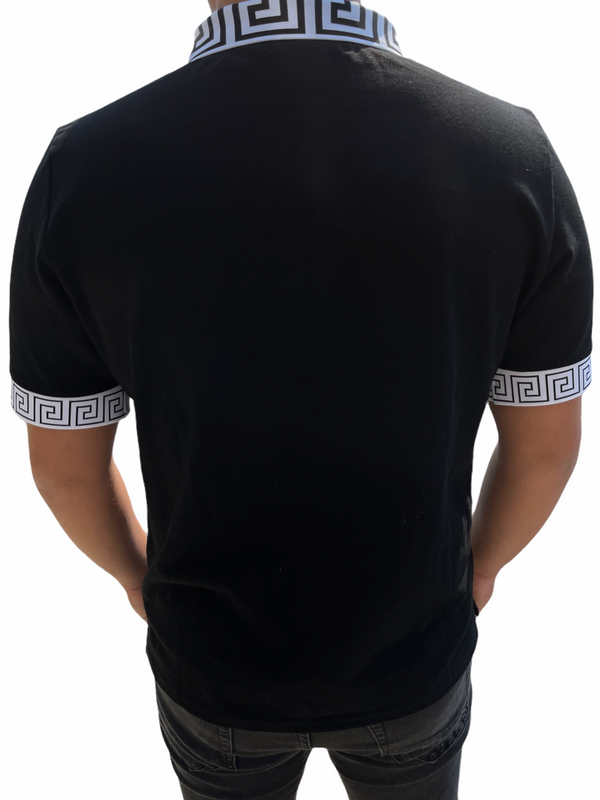 Slim Fit Prestige Greek Key Polo (090 Black)