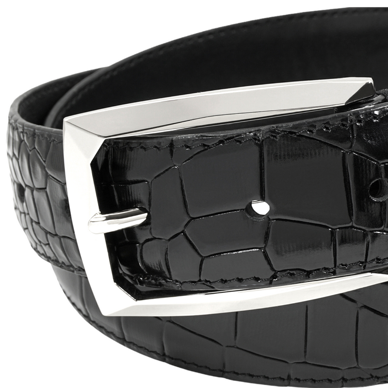 Stacy Adams Leather Belt "Croco" Black