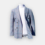 Lanzino Double Breasted Blazer (Blue/Pink/White)