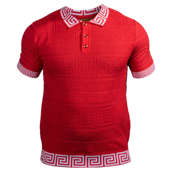 Prestige Greek Key Polo Luxury Knit (Red) 164