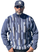 Inserch "Gianni" Quarter Zip Sweater (Navy/Black/White)