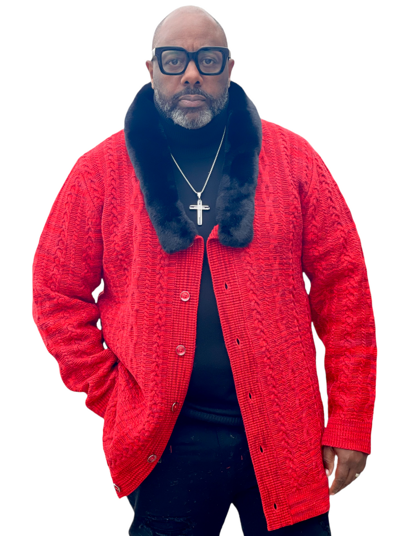 Prestige "Vega" 3/4 Length Cardigan Sweater (Red)