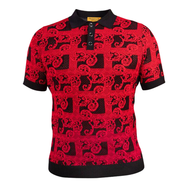 Prestige Luxury "Paisley" Polo (Black/Red) 047