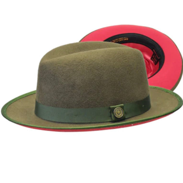 Bruno Capelo Red Bottom Hat "keenan" (Olive/Red)