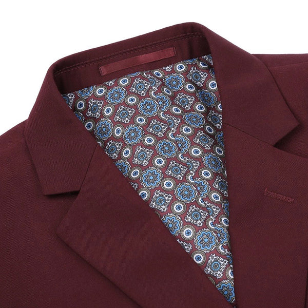 Mens Modern Classic Fit Suit (Burgundy) Renoir